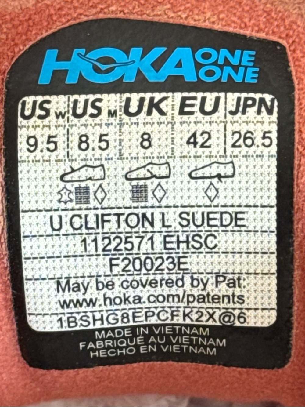 HOKA Clifton L Suede Sneakers  - Earthenware / Hot Sauce - Women's 9.5 - Picture 10 of 11